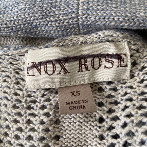 Knox Rose | Blue and Cream Woven Open Cardigan - Picture 4 of 5